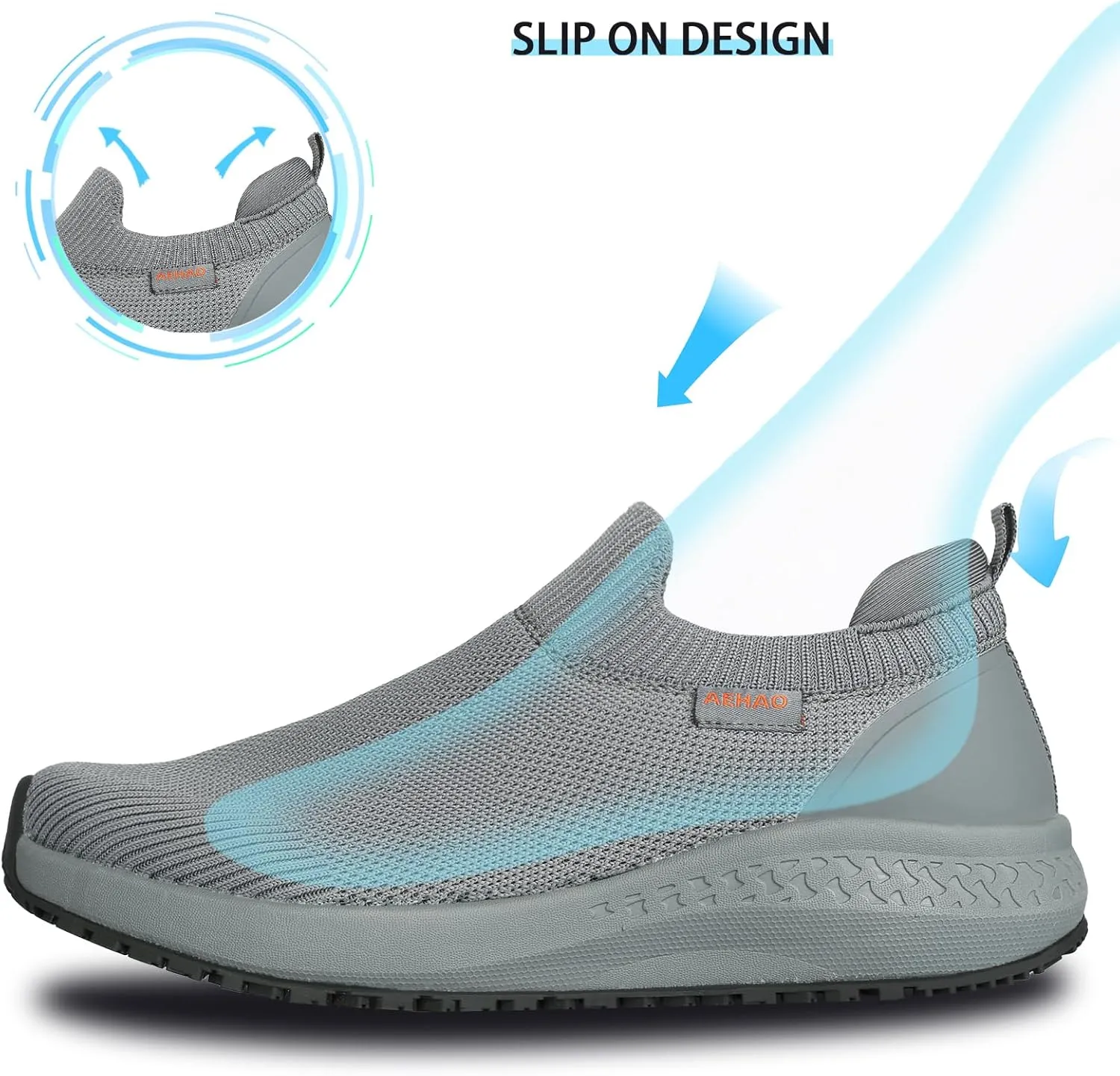 Men's Non Slip Work Shoes Restaurant Waterproof Chef Shoe for Kitchen Hospital Slip-Resistant Air Cushion Sneakers with Easy-Clean Modern Design Breathable Lightweight