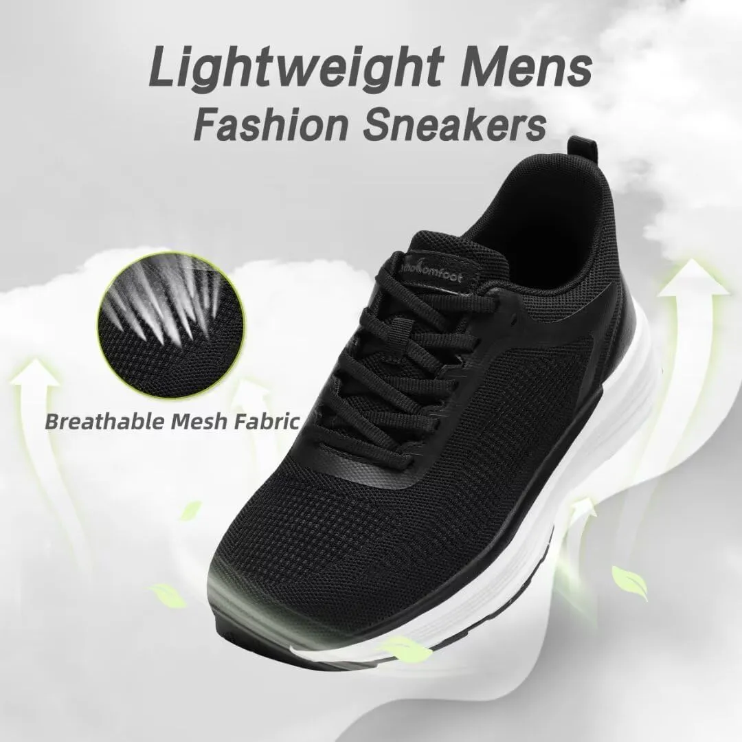 Men's Orthopedic Fashion Sneakers: Comfortable Arch Support Plantar Fasciitis Orthotic Walking Shoes, Casual Work Supportive Sport Athletic Flat Feet Shoes for Foot and Heel Pain Relief