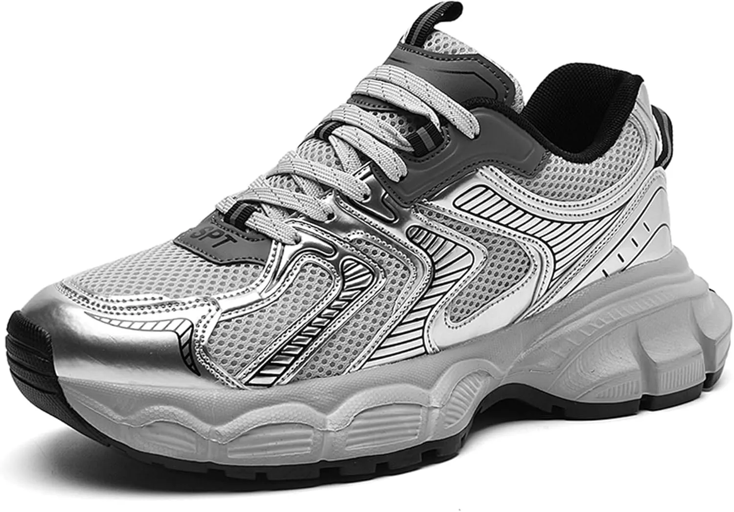 Men's Running Shoes High Top Sneakers Thick Bottom Casual Shoes Street Fashion Walking Shoes Outdoor Training Jogging Tennis Shoes