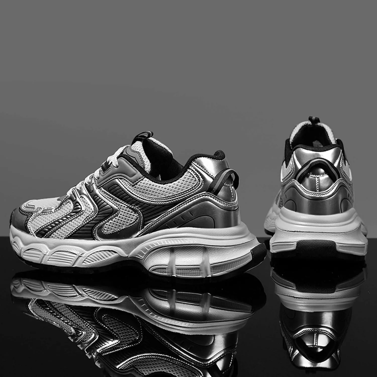 Men's Running Shoes High Top Sneakers Thick Bottom Casual Shoes Street Fashion Walking Shoes Outdoor Training Jogging Tennis Shoes