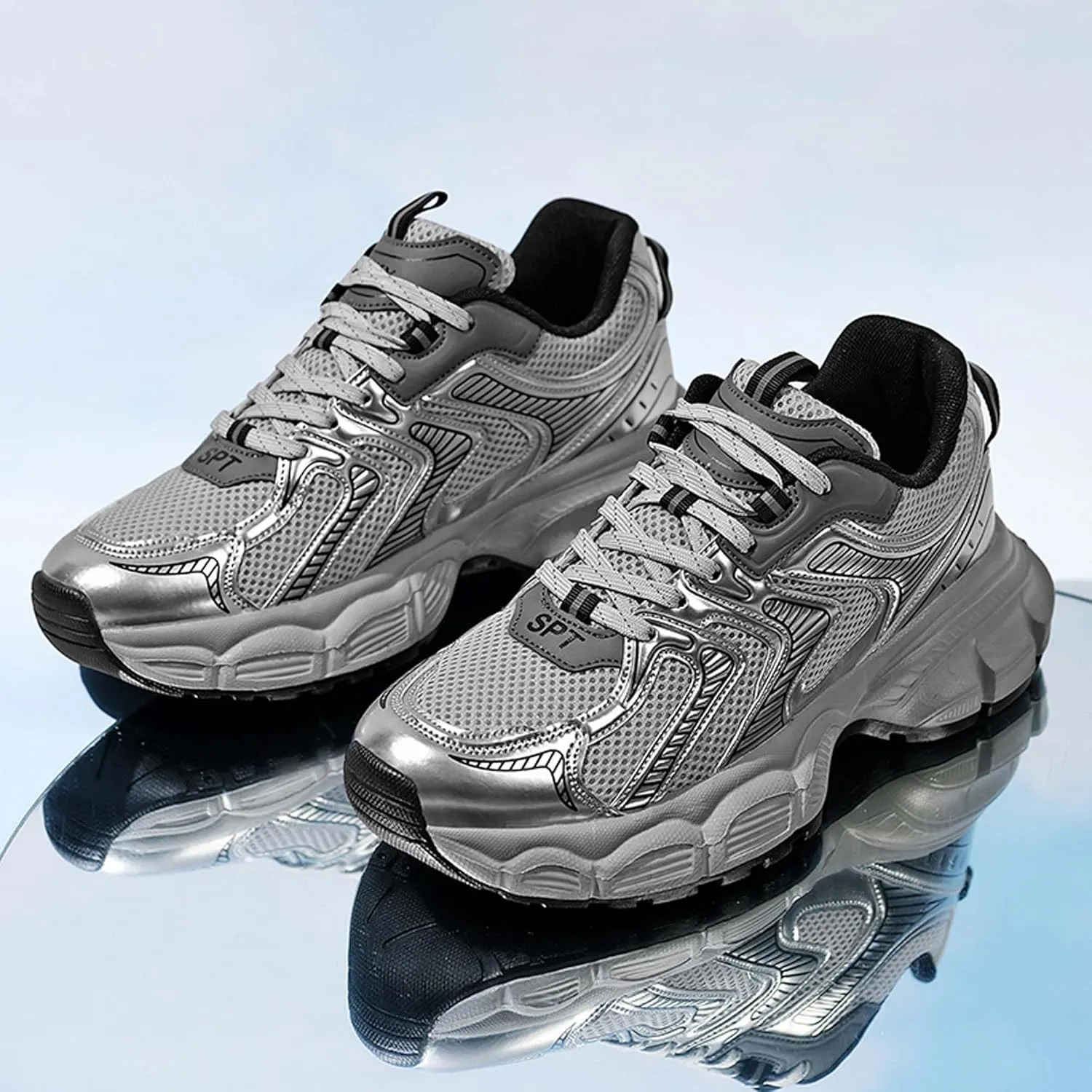 Men's Running Shoes High Top Sneakers Thick Bottom Casual Shoes Street Fashion Walking Shoes Outdoor Training Jogging Tennis Shoes