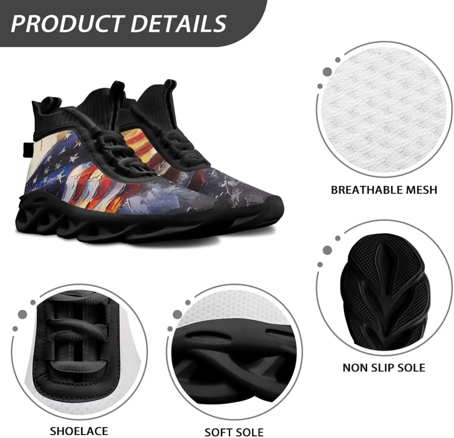 Men's Shoes High Top Blade Shoes Non Slip Athletic Sneakers for Running, Fitness