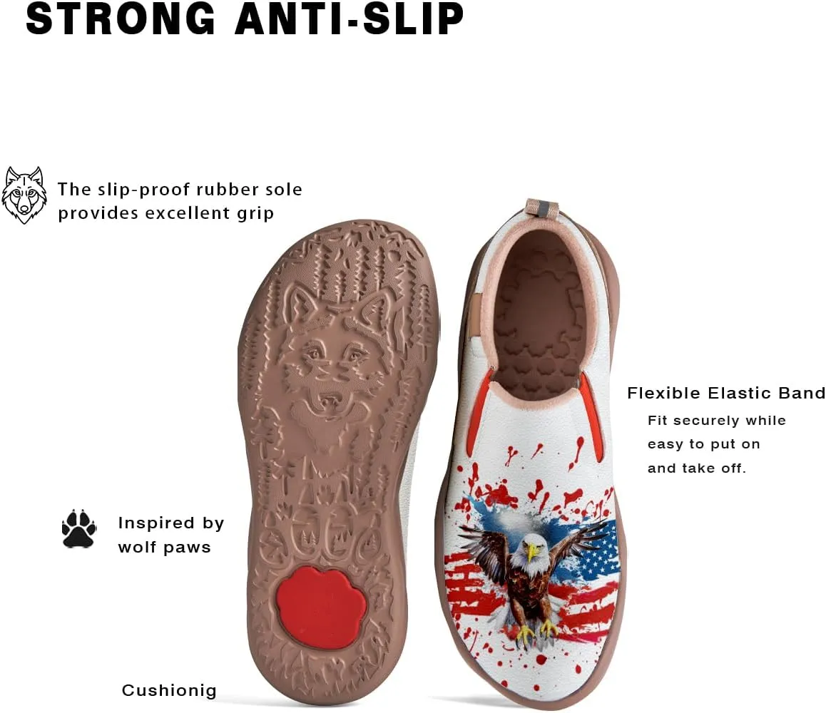 Men's Travel Shoes Slip On Loafers Art Painted Casual Walking Sneakers Wolf Totem Sole