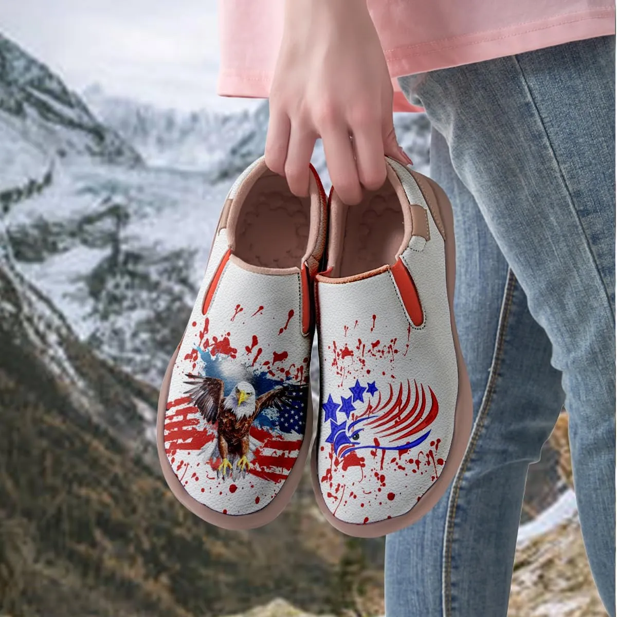 Men's Travel Shoes Slip On Loafers Art Painted Casual Walking Sneakers Wolf Totem Sole
