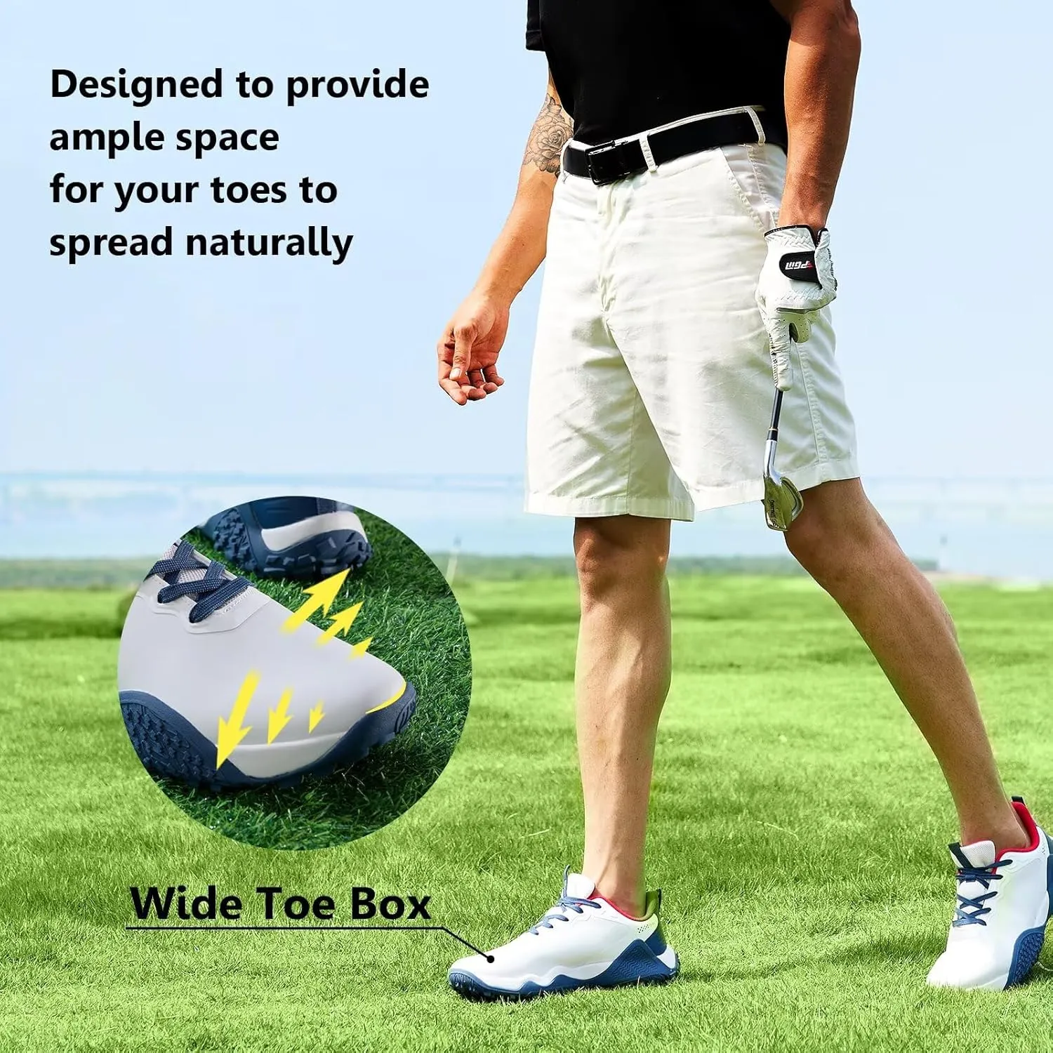 Mens Wide Golf Shoes Spikeless Waterproof Lightweight Outdoor Golf Sport Training Sneakers