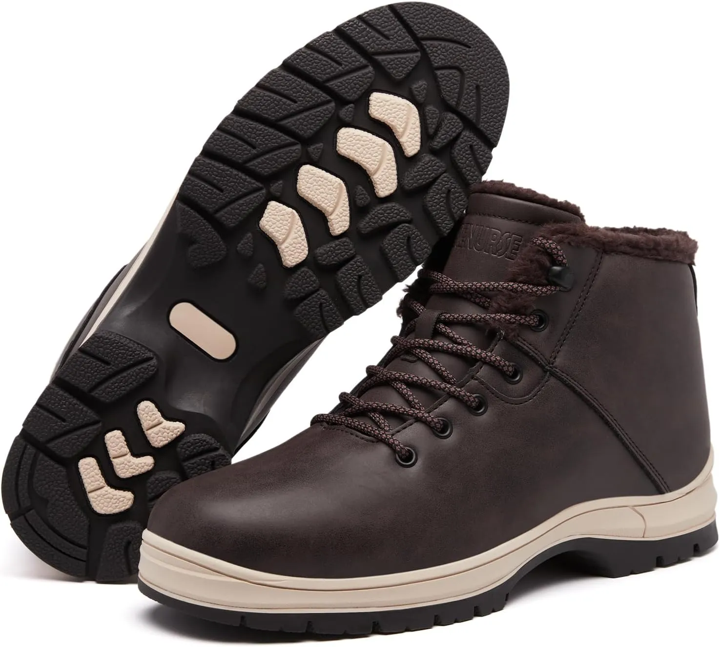 Mens Winter Snow Boots Water Resistant Warm Fur Lined Anti Slip Work Ankle Shoes Casual Lightweight Hiking Outdoor Trekking Boot