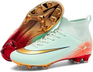 Men's Womens Soccer Shoes Cleats Professional High-Top Breathable Athletic Football Boots for Outdoor Indoor TF/AG 3US-11US