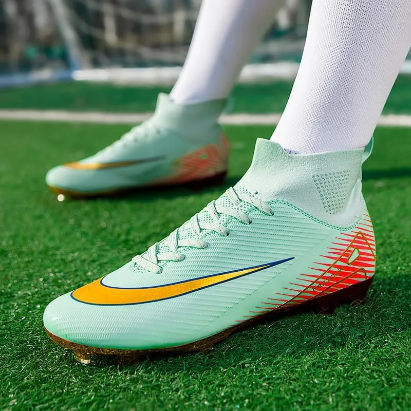 Men's Womens Soccer Shoes Cleats Professional High-Top Breathable Athletic Football Boots for Outdoor Indoor TF/AG 3US-11US