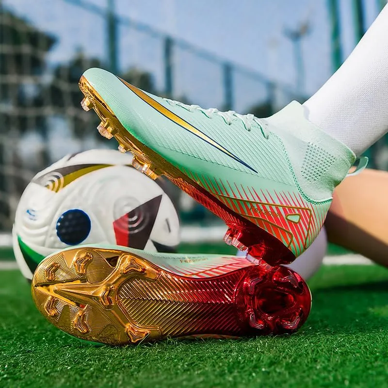 Men's Womens Soccer Shoes Cleats Professional High-Top Breathable Athletic Football Boots for Outdoor Indoor TF/AG 3US-11US