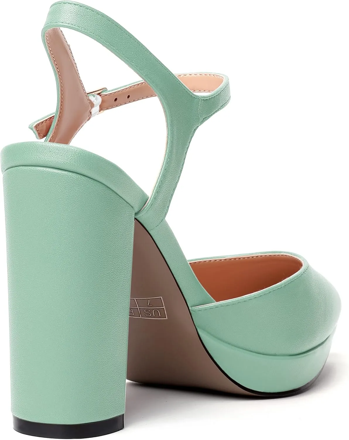 MERRORI Womens Evening Matte Sandals Dress Buckle Pointed Toe Ankle Strap Chunky High Heel Pumps Shoes 4 Inch