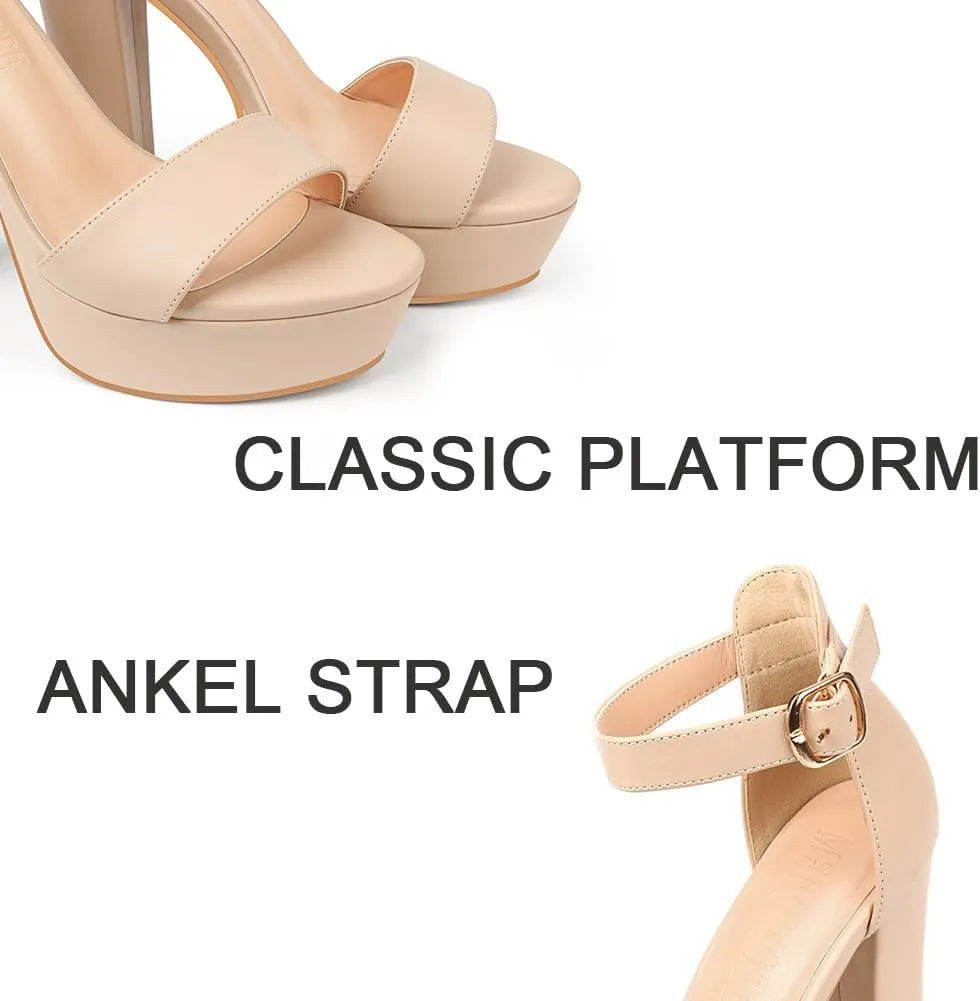 MERUMOTE Women's Fashion Platform Sandals Block Heels Wedding Summer Dress Shoes