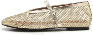 Mesh Ballet Flats for Women Buckle Strap Comfy Casual Office Mary Jane Flat Fishnet Ballerina Flat Shoes