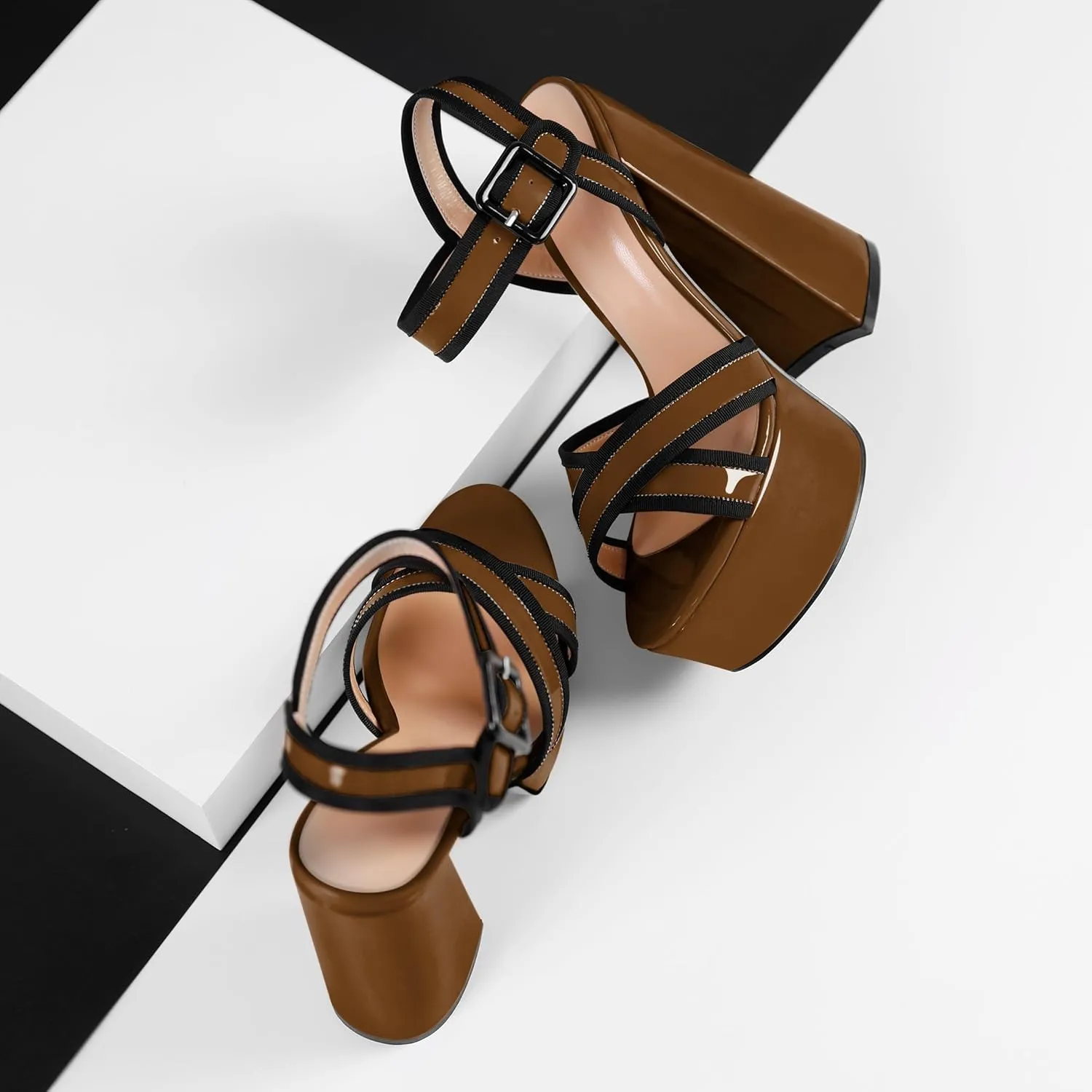 Mettesally Women's Chunky Platform Heels Open Toe Ankle Strap Block Heel Sandals Party Summer Shoes