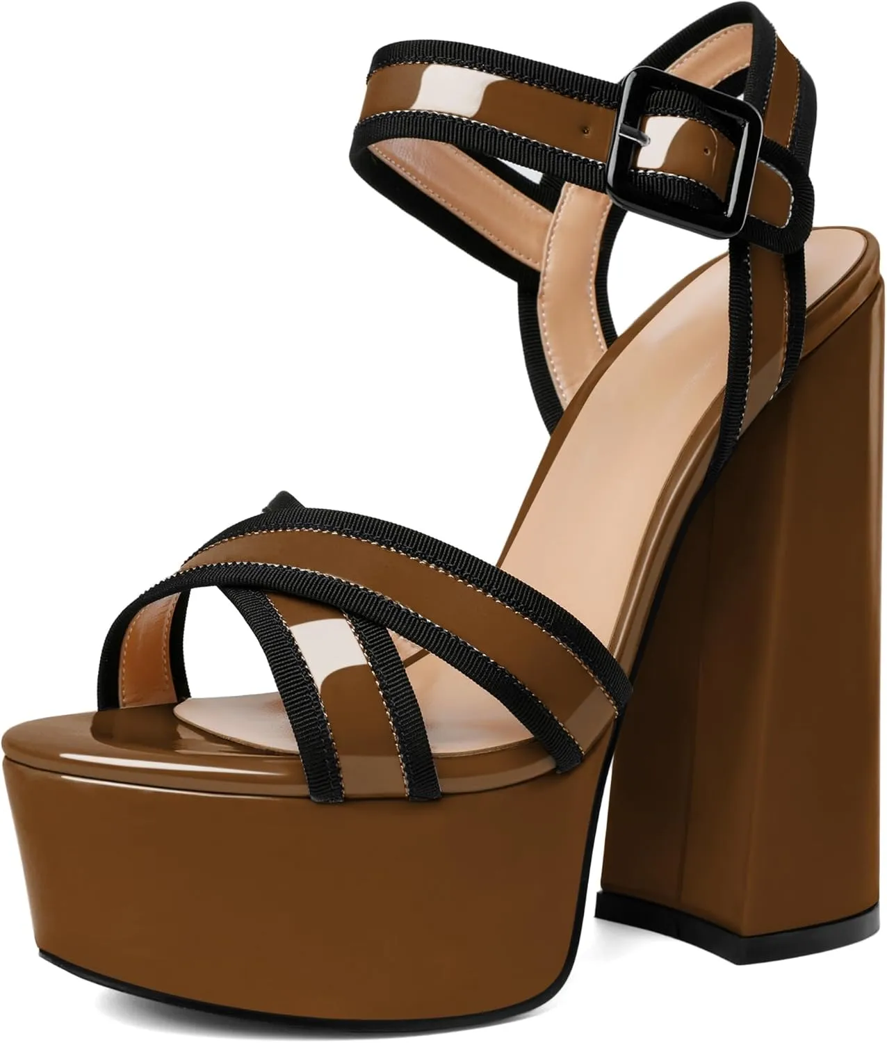 Mettesally Women's Chunky Platform Heels Open Toe Ankle Strap Block Heel Sandals Party Summer Shoes