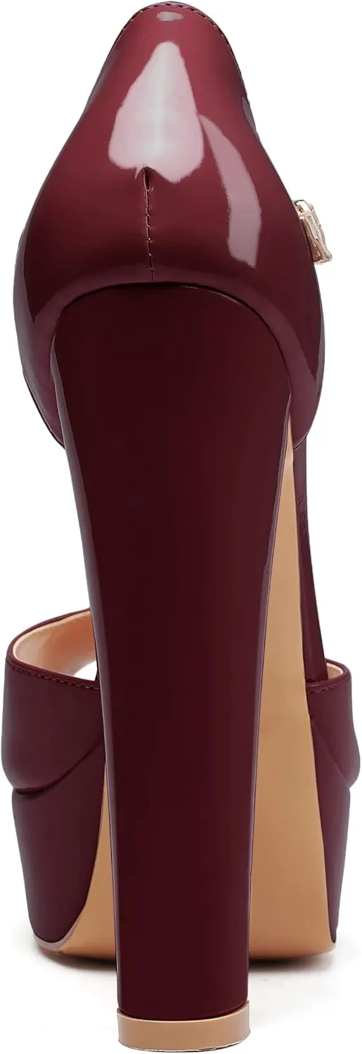 Mettesally Women's Platform Chunky High Heels T-strap Peep Toe Sandals Dress Fashion Office Shoes