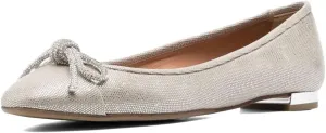 miss left Women Rhinestone Bows Ballet Flats Closed Rounded Toe Slip On Low Thick Heels Comfy Dance Walking Satin Shoes Size 4-16 US