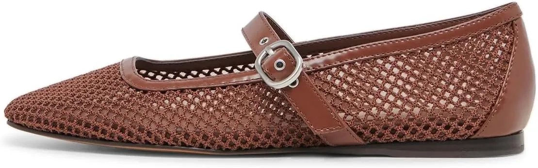 miss left Women Stylish Square Toe Single Strap Buckle Mesh Flat Mary Janes Ladies Comfy Casual Daily Dress Shoes Size 4-16 US