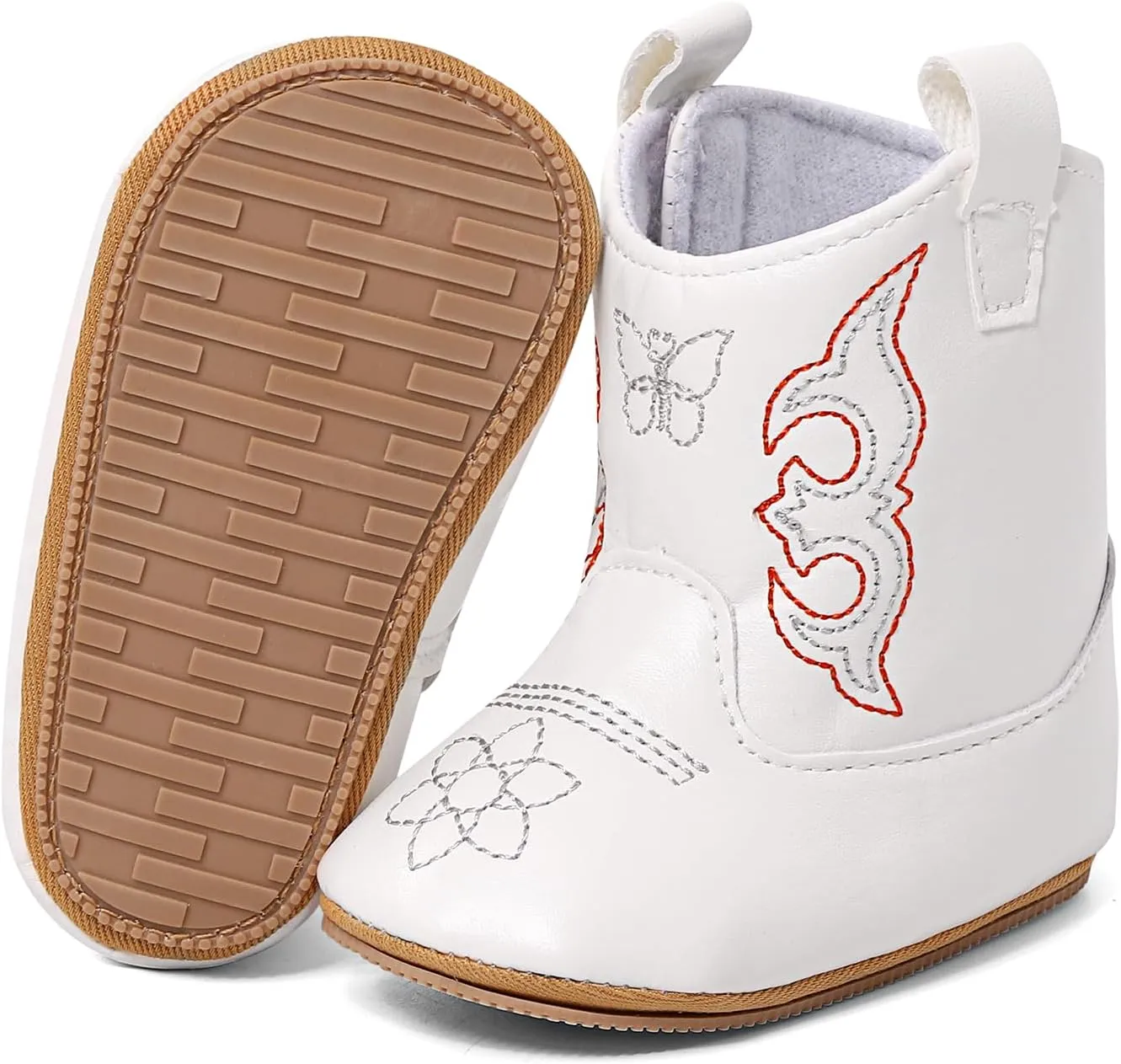 MK MATT KEELY Baby Boys Girls Cowboy Boots Infant Western Boots Toddler Soft Sole Non-Slip Round Toe Bootie Newborn First Walker Crib Shoes