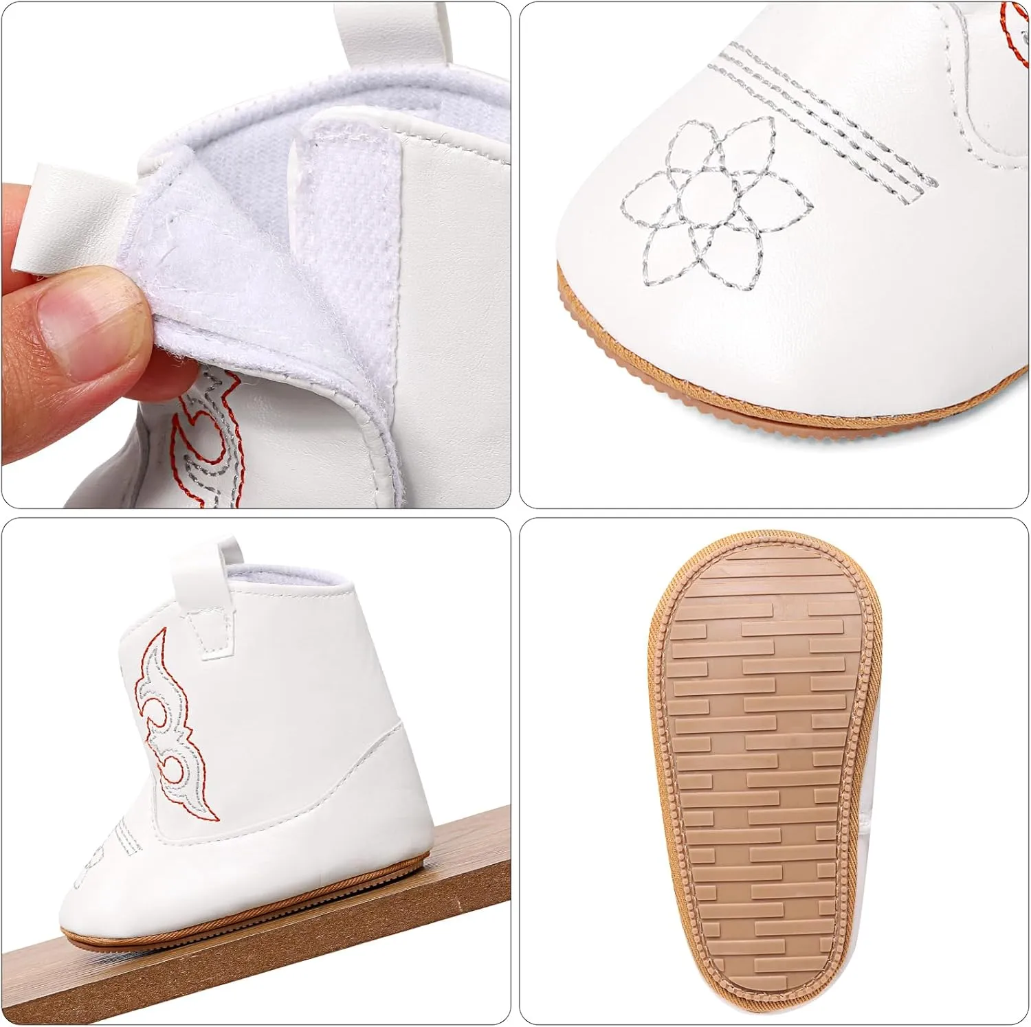 MK MATT KEELY Baby Boys Girls Cowboy Boots Infant Western Boots Toddler Soft Sole Non-Slip Round Toe Bootie Newborn First Walker Crib Shoes