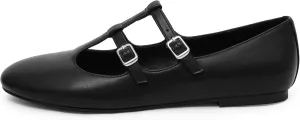 Modatope Mary Jane Flats for Women Ballet Flats Closed Round Toe Two Strap Casual Work Party