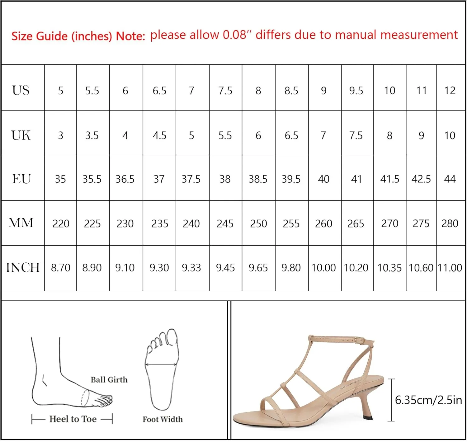 Modatope Womens Strappy Heeled Sandals Open Round Toe T-Strap Kitten Heels for Women