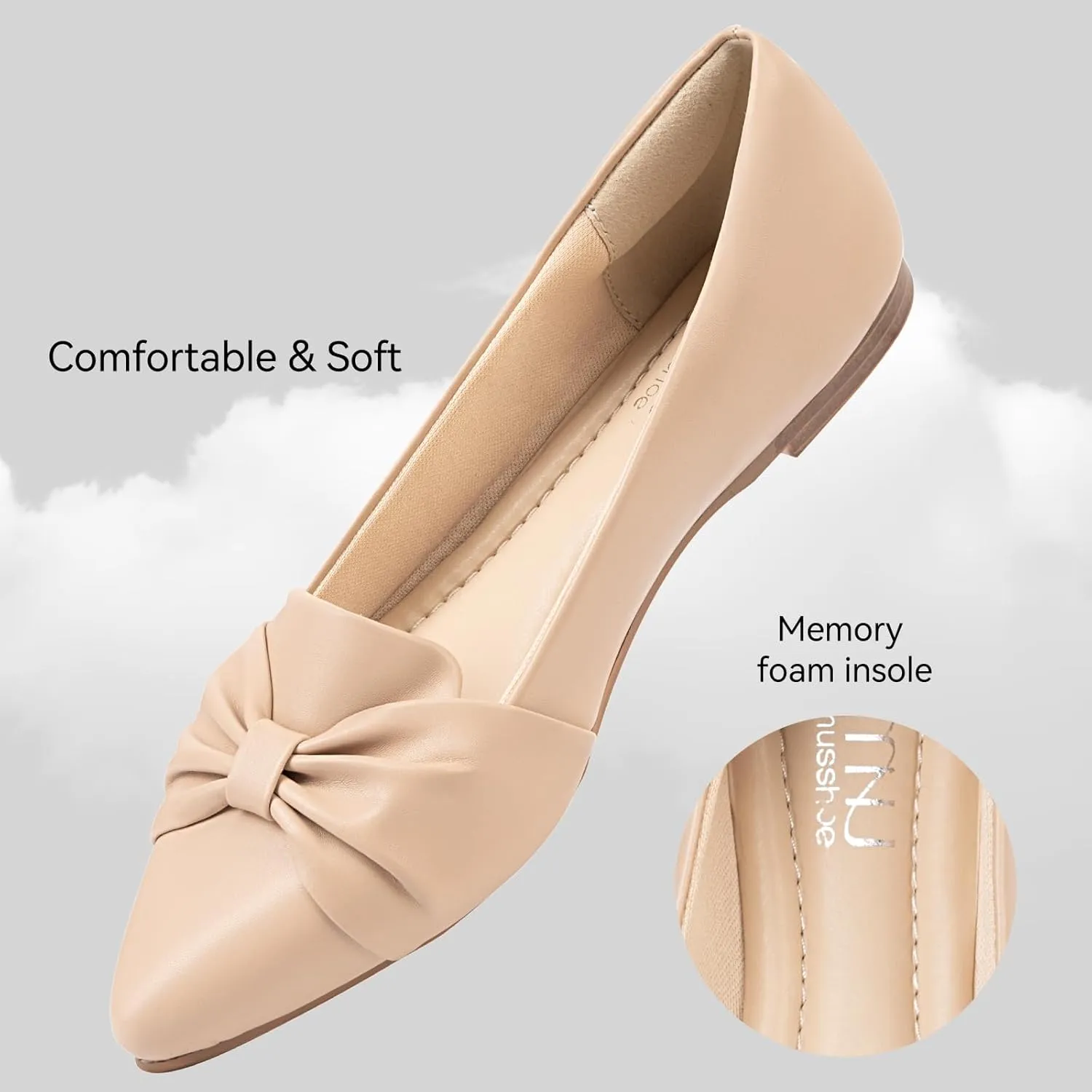 MUSSHOE Flat Shoes Women Comfortable Slip on Women's Flats Dress Shoes for Women
