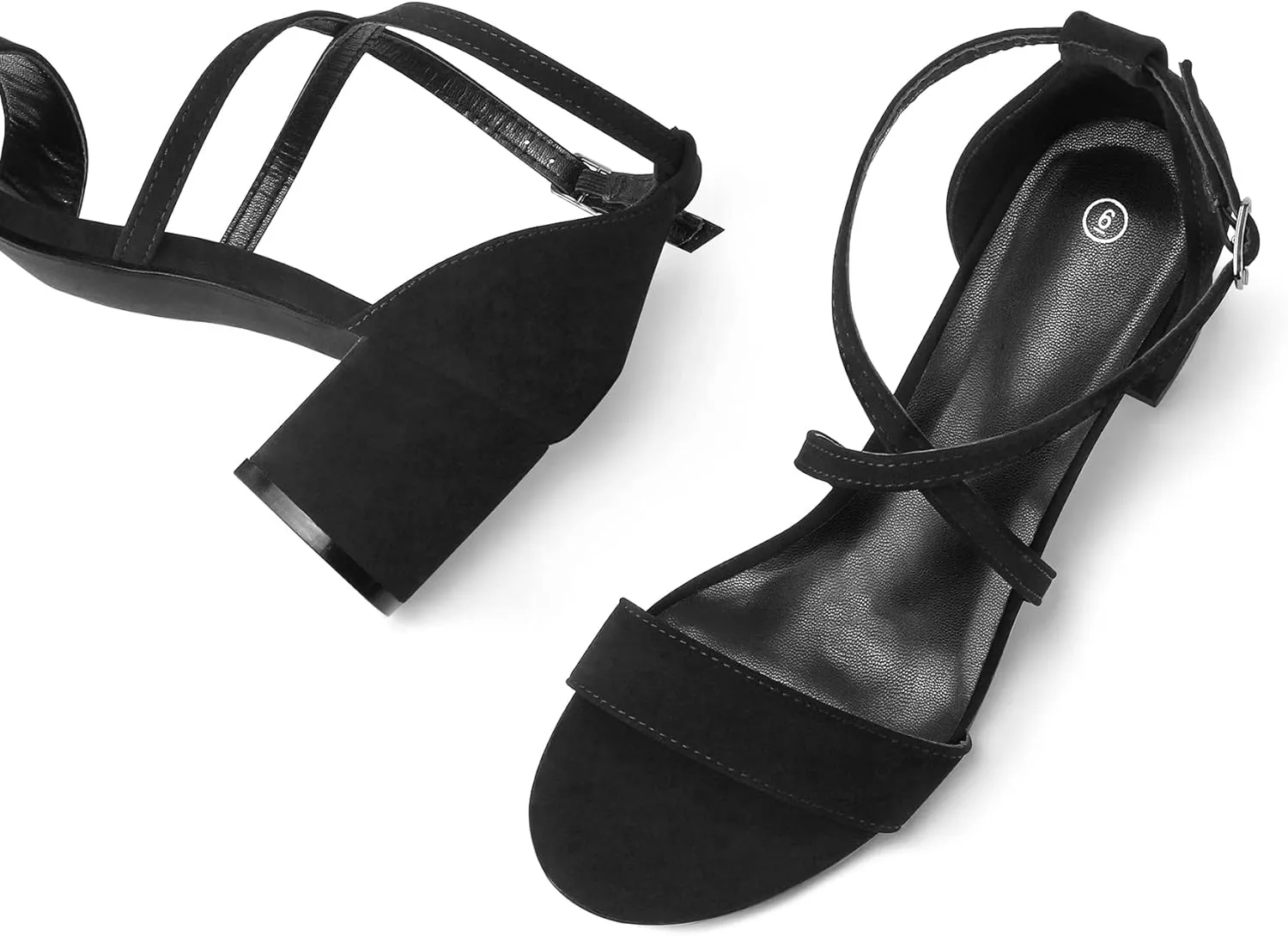 mysoft Women's 2.25 Inch Low Chunky Heels Dress Pump Open Toe Cross Ankle Strap Wedding Block Heeled Sandals