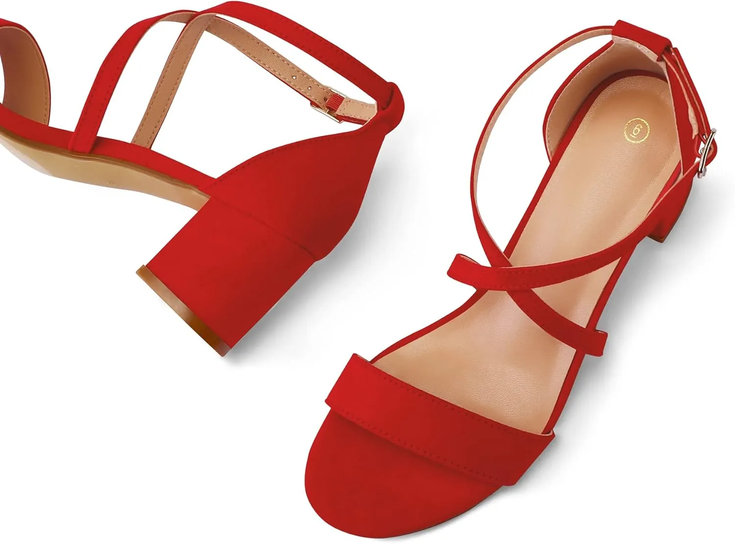 mysoft Women's 2.25 Inch Low Chunky Heels Dress Pump Open Toe Cross Ankle Strap Wedding Block Heeled Sandals