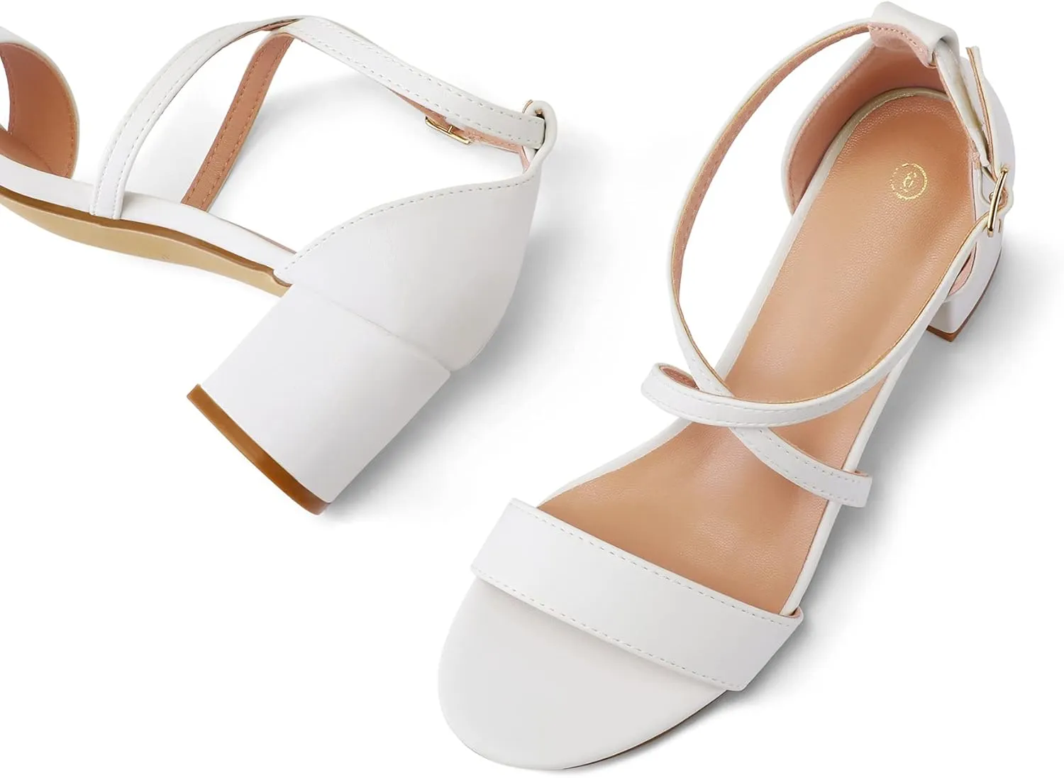 mysoft Women's 2.25 Inch Low Chunky Heels Dress Pump Open Toe Cross Ankle Strap Wedding Block Heeled Sandals