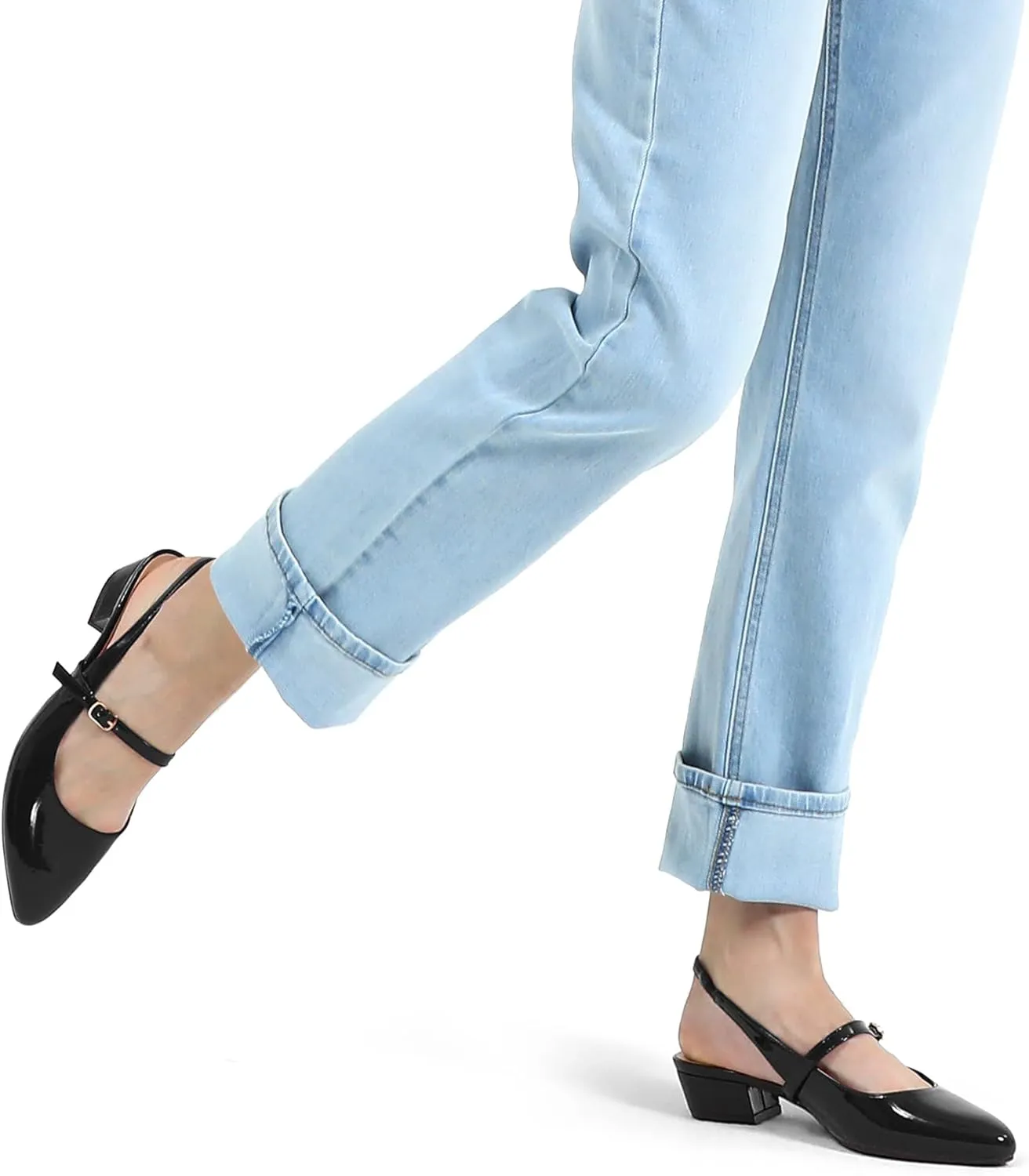 mysoft Women's Slingback Mary Jane Pumps Block Low Heel Adjustable Buckle Dress Shoes