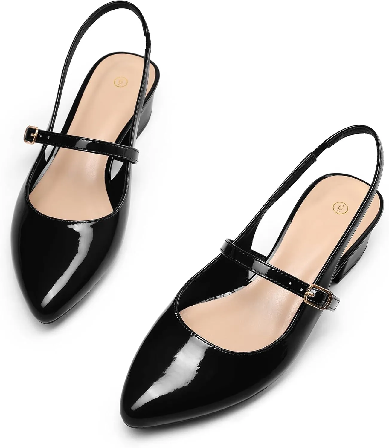mysoft Women's Slingback Mary Jane Pumps Block Low Heel Adjustable Buckle Dress Shoes