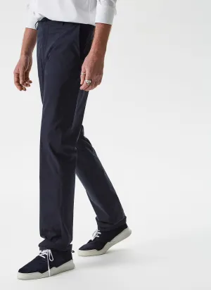 Navy Blue Poplin Cotton & Lyocell Trousers