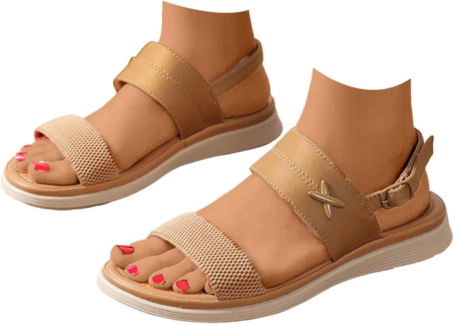 Neutral Sandals For Women Fashion Water Shoes Elastic Ankle Strap Bohemian Slide On Shoes Women Wedge Heel Sandals