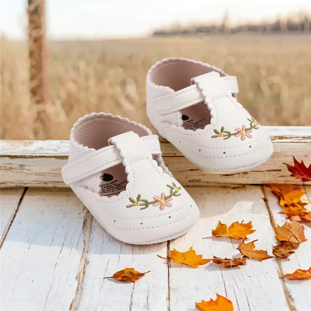 Ohwawadi Infant Baby Girl Shoes Baby Mary Jane Flats Princess Wedding Dress Shoes Crib Shoe for Newborns, Infants, Babies, and Toddlers