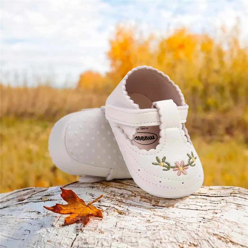 Ohwawadi Infant Baby Girl Shoes Baby Mary Jane Flats Princess Wedding Dress Shoes Crib Shoe for Newborns, Infants, Babies, and Toddlers