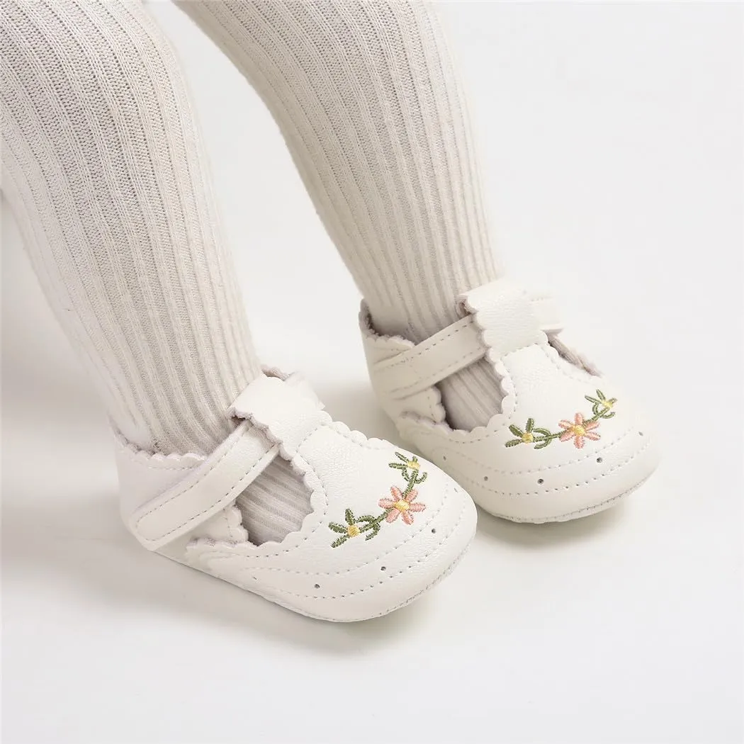 Ohwawadi Infant Baby Girl Shoes Baby Mary Jane Flats Princess Wedding Dress Shoes Crib Shoe for Newborns, Infants, Babies, and Toddlers