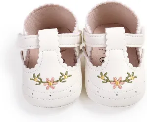 Ohwawadi Infant Baby Girl Shoes Baby Mary Jane Flats Princess Wedding Dress Shoes Crib Shoe for Newborns, Infants, Babies, and Toddlers