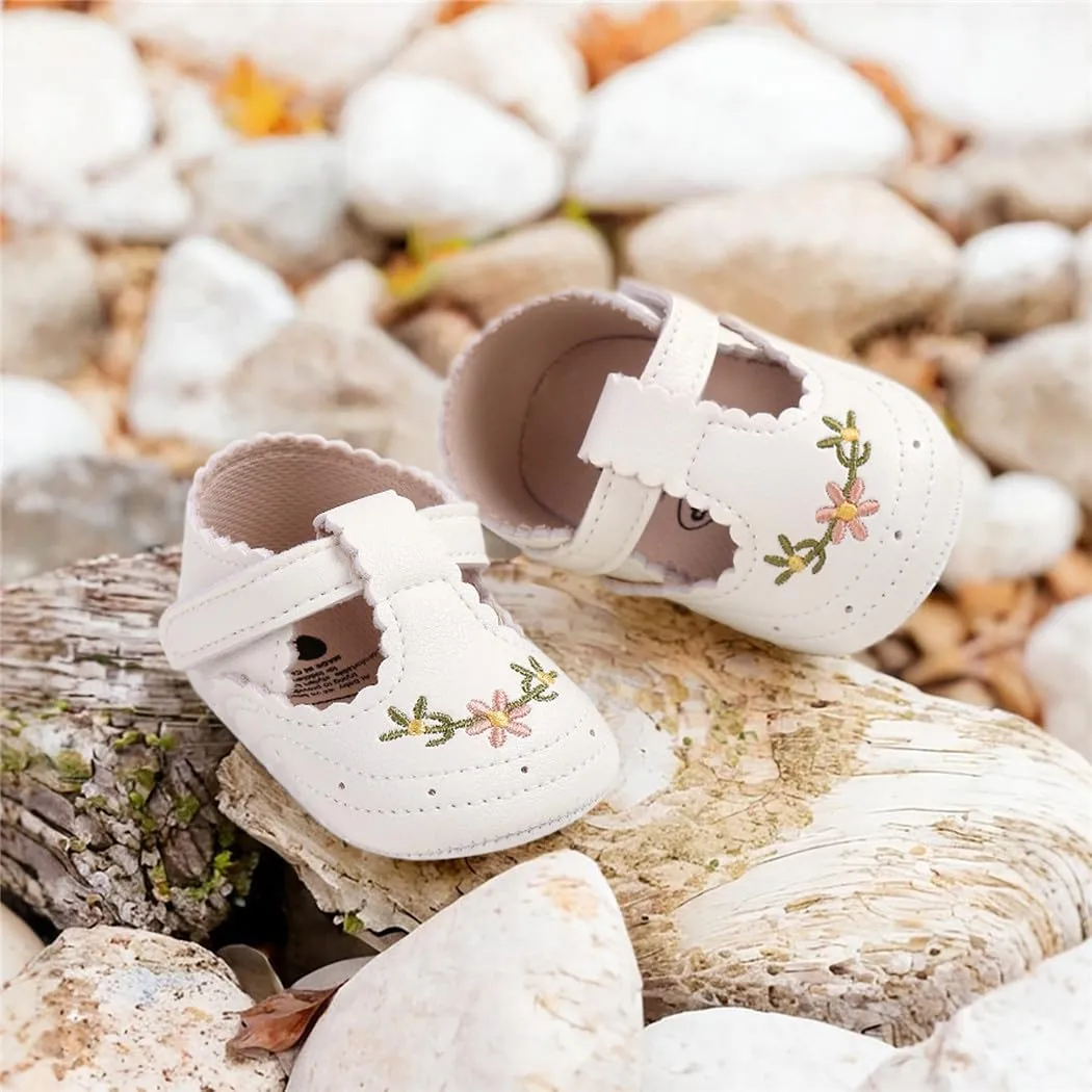 Ohwawadi Infant Baby Girl Shoes Baby Mary Jane Flats Princess Wedding Dress Shoes Crib Shoe for Newborns, Infants, Babies, and Toddlers