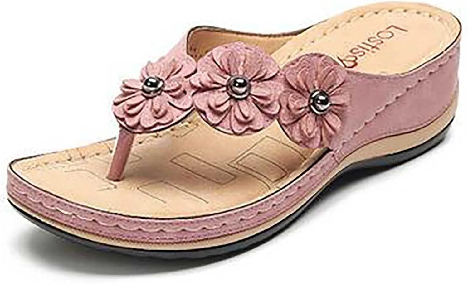 oiangi Womens Wedge Flip Flops Sandals with Arch Support Summer Comfortable Platform Bohemia Flat Shoes Casual Thong Sandal
