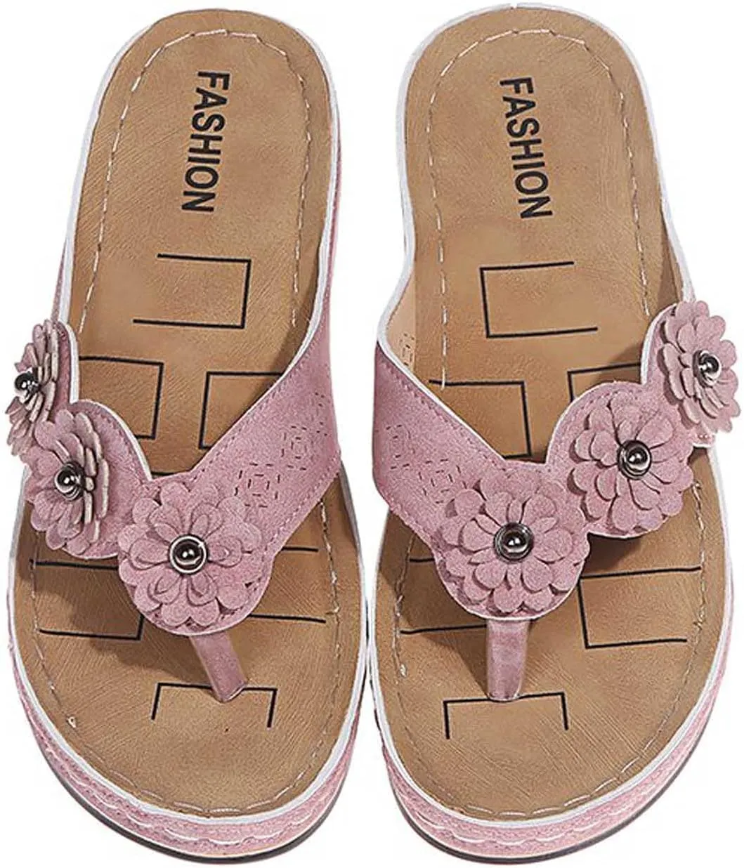 oiangi Womens Wedge Flip Flops Sandals with Arch Support Summer Comfortable Platform Bohemia Flat Shoes Casual Thong Sandal