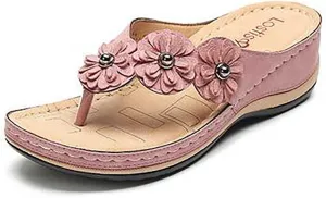 oiangi Womens Wedge Flip Flops Sandals with Arch Support Summer Comfortable Platform Bohemia Flat Shoes Casual Thong Sandal