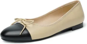 olomisa Ballet Flats for Women, Round Closed Toe Flats Cute Bow-Knot Comfortable Slip On Flat Shoes