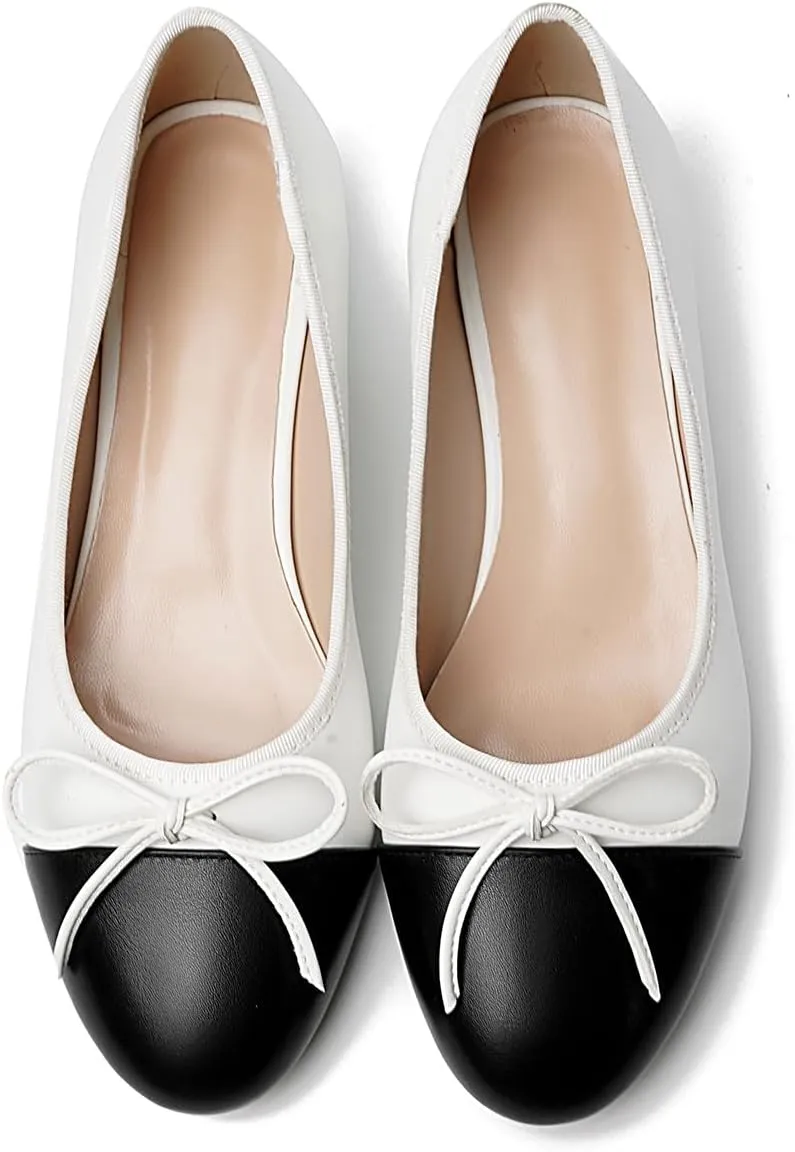 olomisa Ballet Flats for Women, Round Closed Toe Flats Cute Bow-Knot Comfortable Slip On Flat Shoes