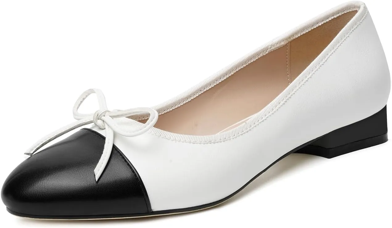 olomisa Ballet Flats for Women, Round Closed Toe Flats Cute Bow-Knot Comfortable Slip On Flat Shoes