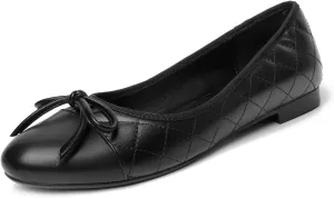 olomisa Ballet Flats for Women, Round Closed Toe Flats Cute Bow-Knot Comfortable Slip On Flat Shoes