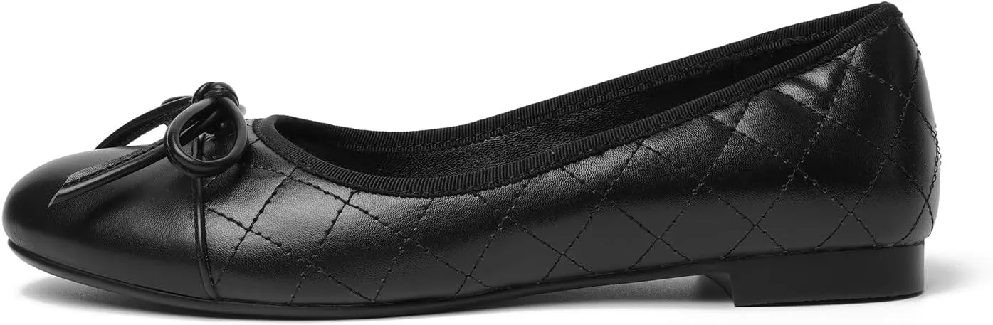 olomisa Ballet Flats for Women, Round Closed Toe Flats Cute Bow-Knot Comfortable Slip On Flat Shoes