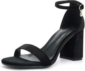 Open Toe Ankle Strap Heels Sandals, Women's Low Block Chunky Heels Party & Dating Dress Pumps Shoes