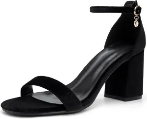 Open Toe Ankle Strap Heels Sandals, Women's Low Block Chunky Heels Party & Dating Dress Pumps Shoes