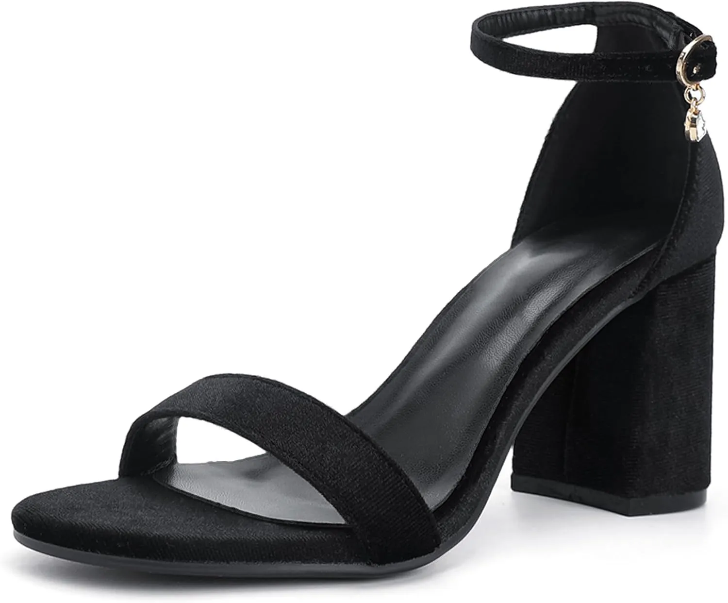 Open Toe Ankle Strap Heels Sandals, Women's Low Block Chunky Heels Party & Dating Dress Pumps Shoes