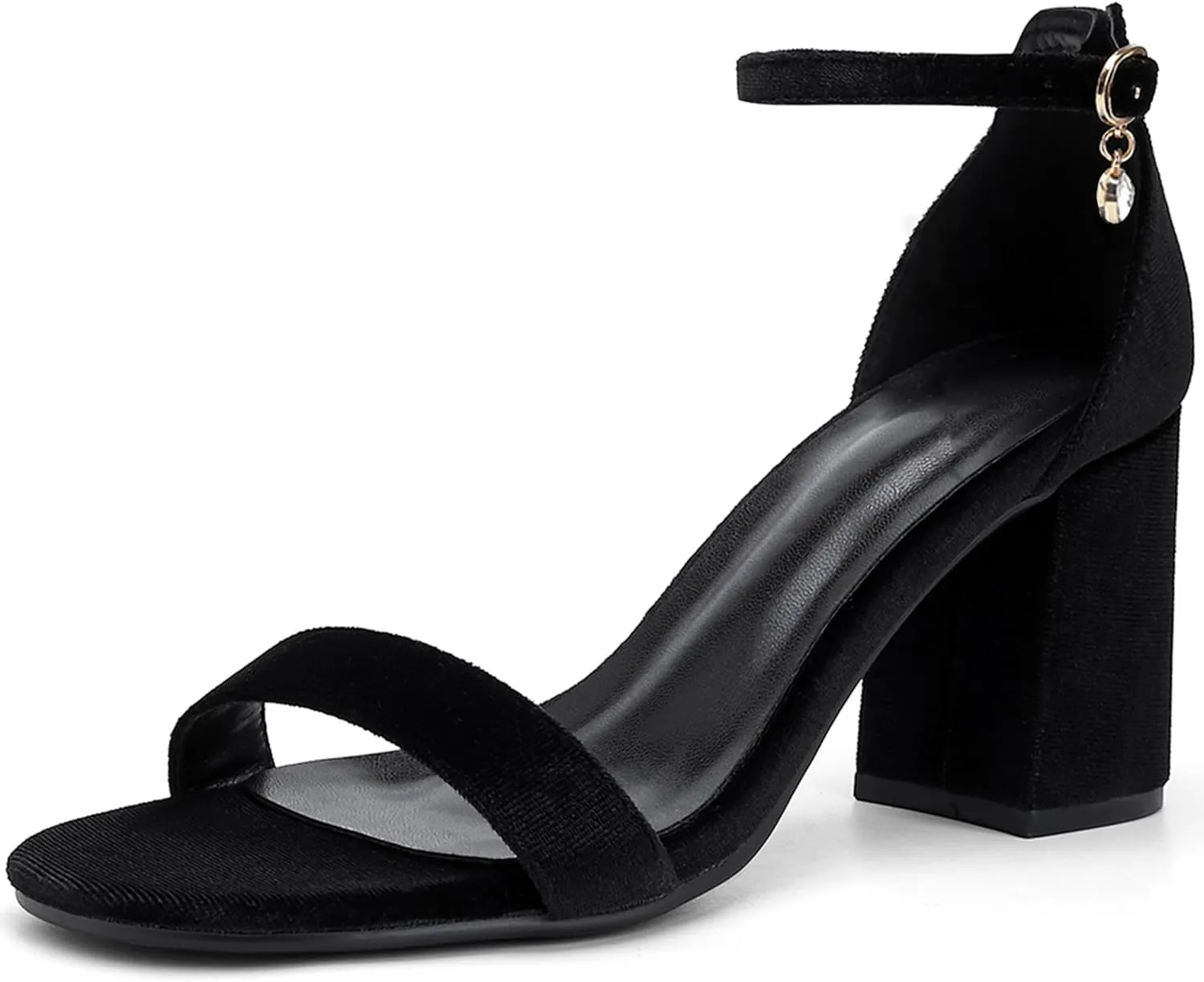 Open Toe Ankle Strap Heels Sandals, Women's Low Block Chunky Heels Party & Dating Dress Pumps Shoes